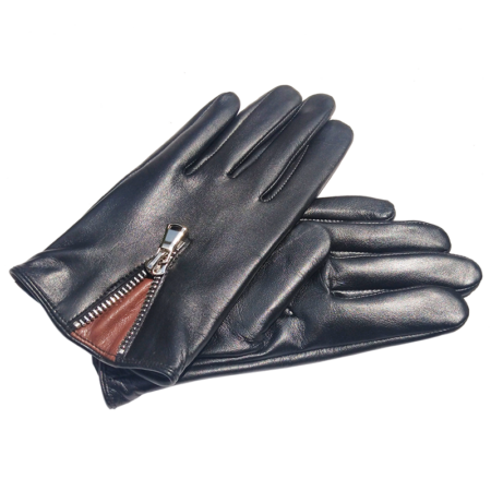 Italian Leather Zipper Driving Gloves for Men