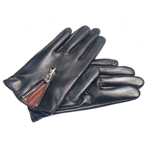Italian Leather Zipper Driving Gloves for Men