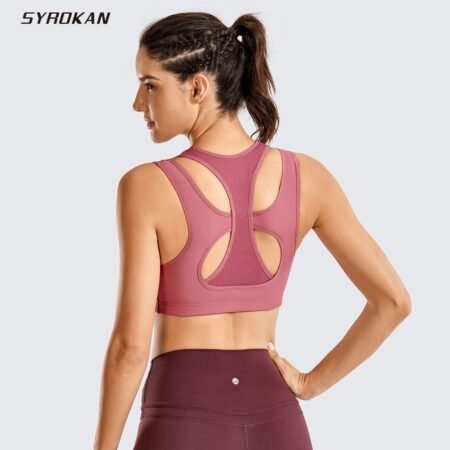 High Impact Sports Bra for Women - Bounce Control, Wirefree, Mesh Racerback for Fitness, Running, and Athletic Wear.