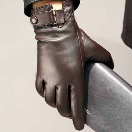 Windproof Sheepskin Leather Gloves for Men