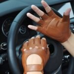 Men's Leather Fingerless Driving Gloves