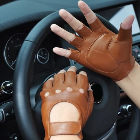 Men's Leather Fingerless Driving Gloves