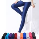 Shiny Candy-Colored Leggings for Women: Spandex, Elastic