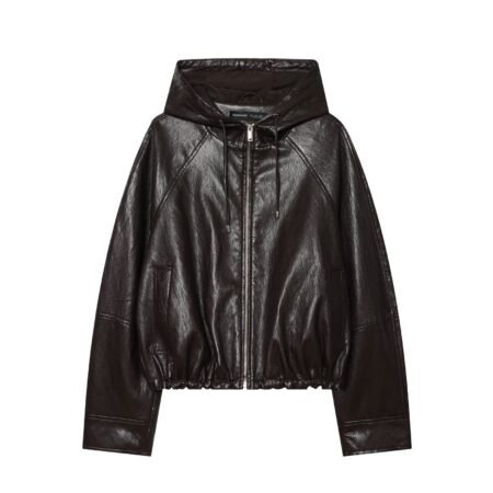 Custom Wholesale Women's Hooded Leather Jacket